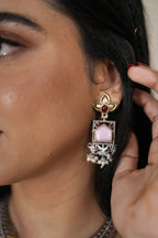 Garvi Gulnaar Oxidised Necklace Set - Pink