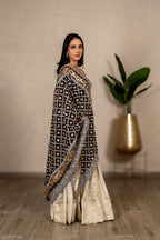 Noorjahan Gotta Patti Chikankari Jaal Dupatta – Black