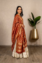 The Zarika - Bandhani Georgette Dupatta - Rust Orange