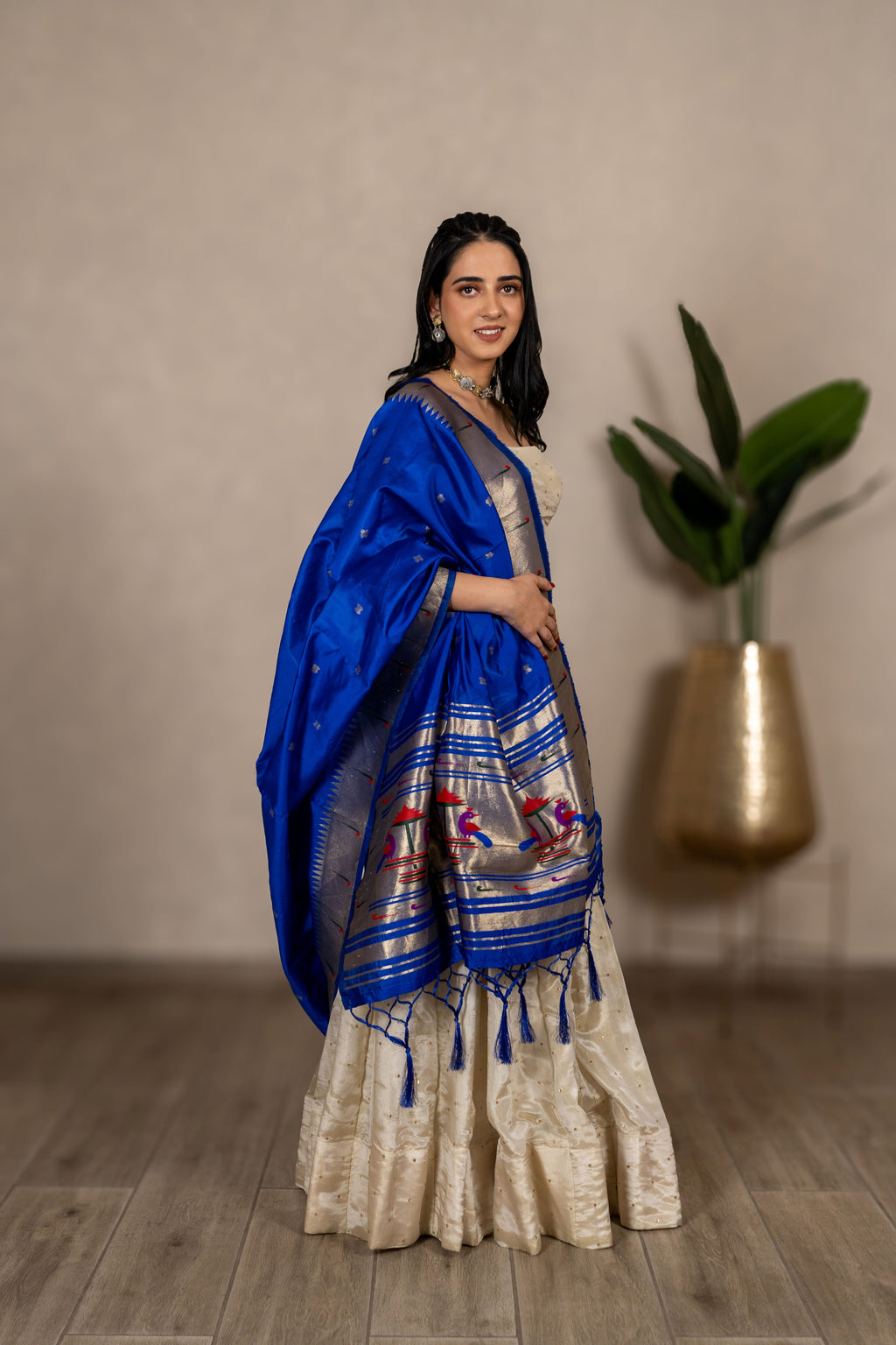 Mayuri Paithani Dupatta – Royal Blue