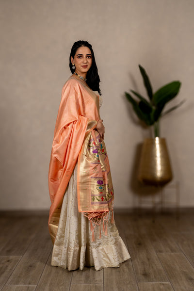 Mayuri Paithani Dupatta – Peach