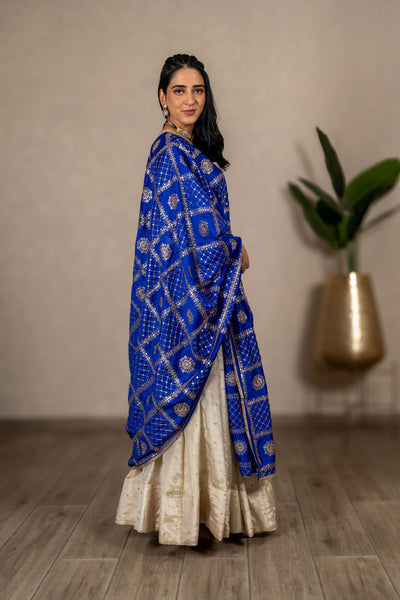 Charulata Art Silk Dupatta – Royal Blue