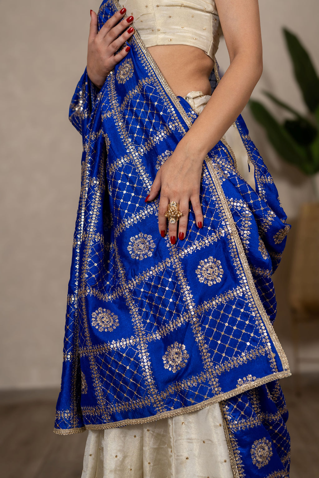 Charulata Art Silk Dupatta – Royal Blue