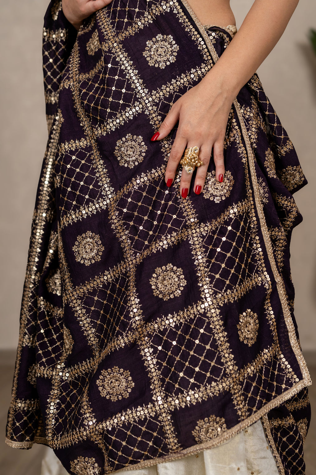 Charulata Art Silk Dupatta – Wine