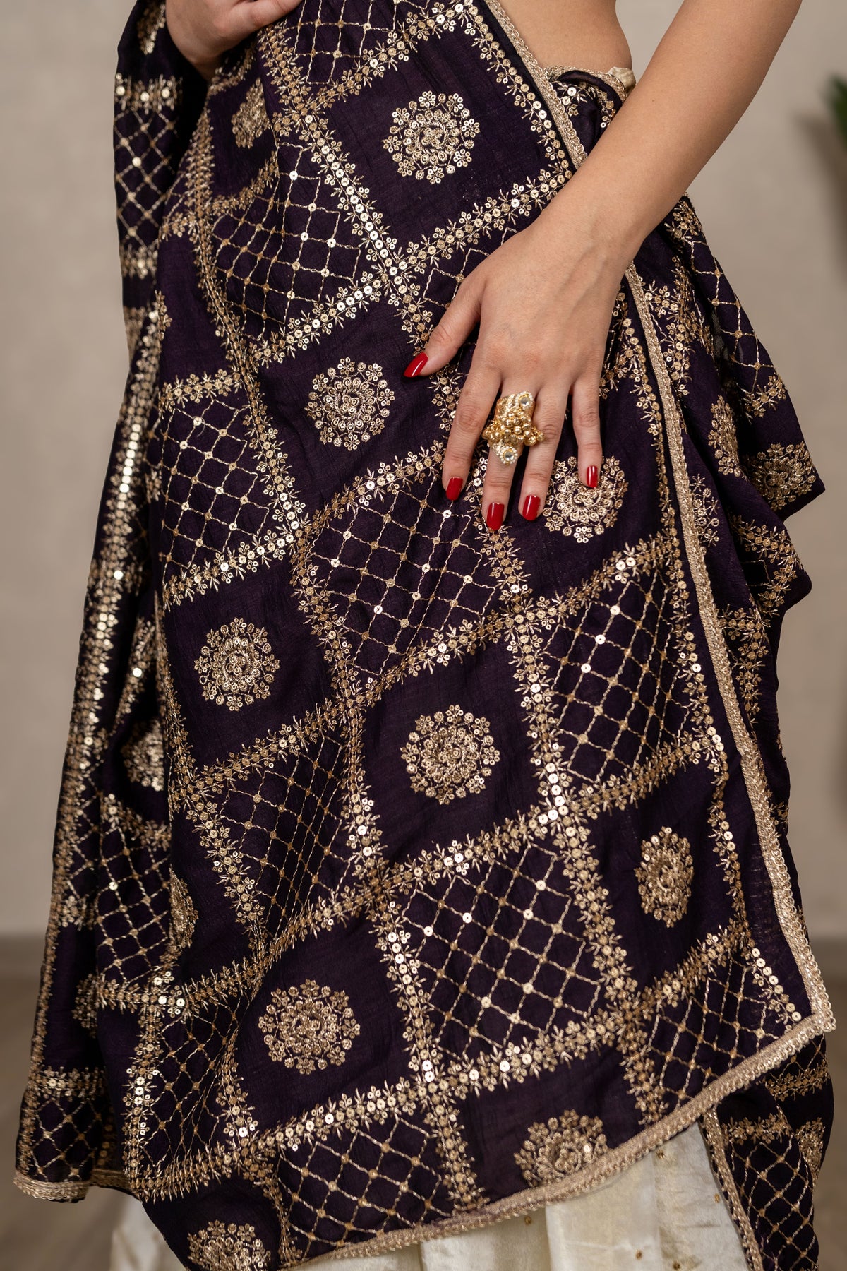 Charulata Art Silk Dupatta – Wine