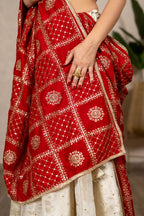 Charulata Art Silk Dupatta – Red