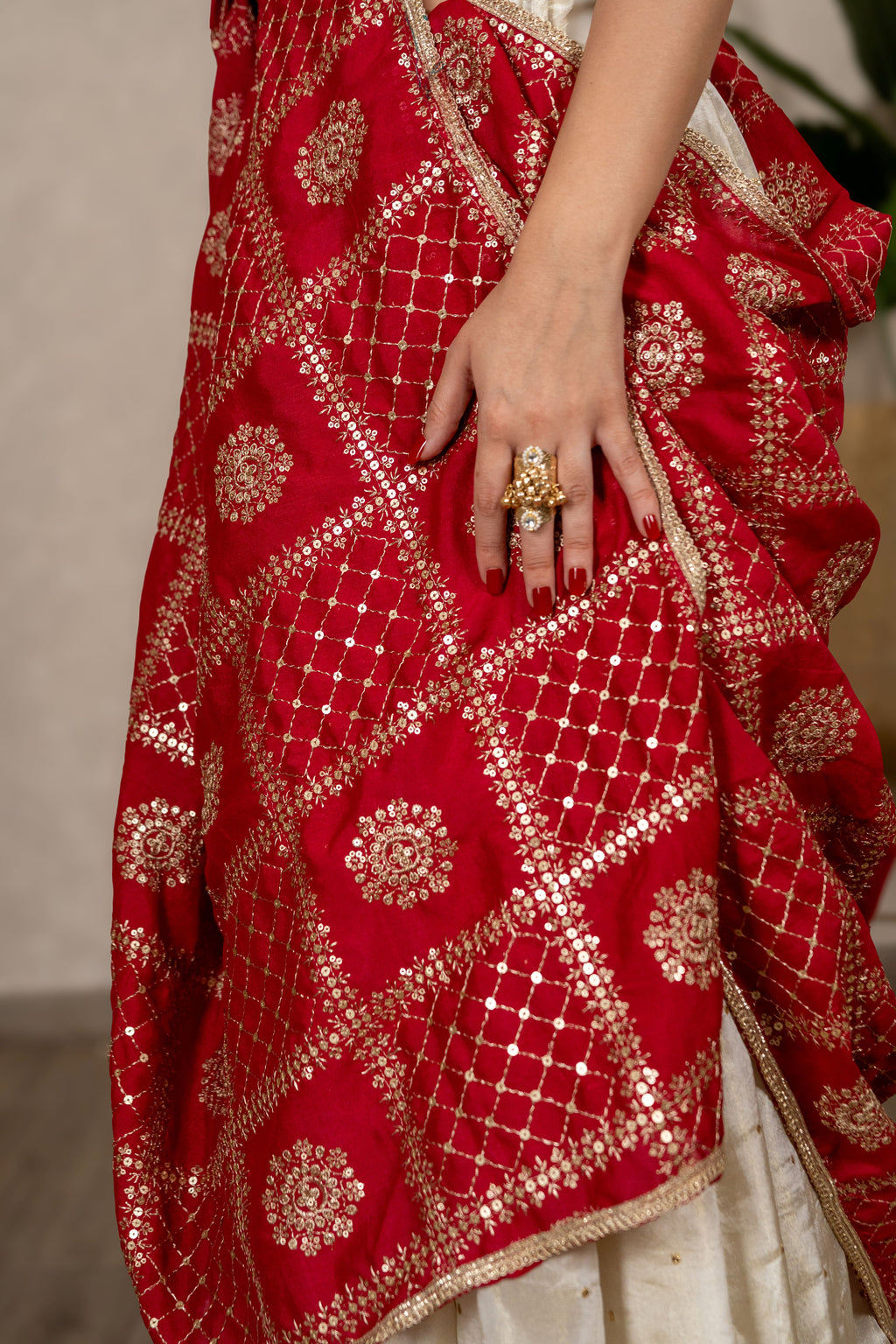 Charulata Art Silk Dupatta – Rani Pink