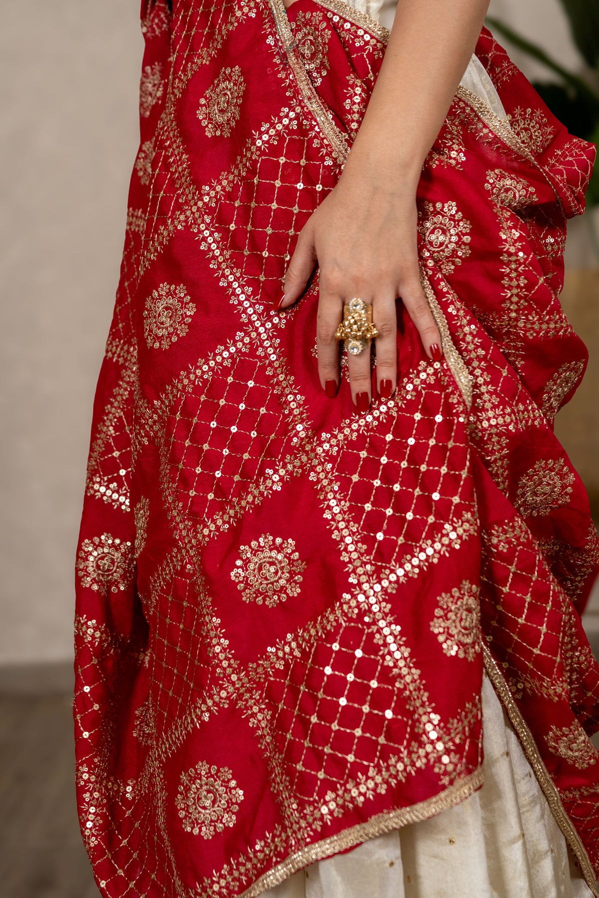 Charulata Art Silk Dupatta – Rani Pink