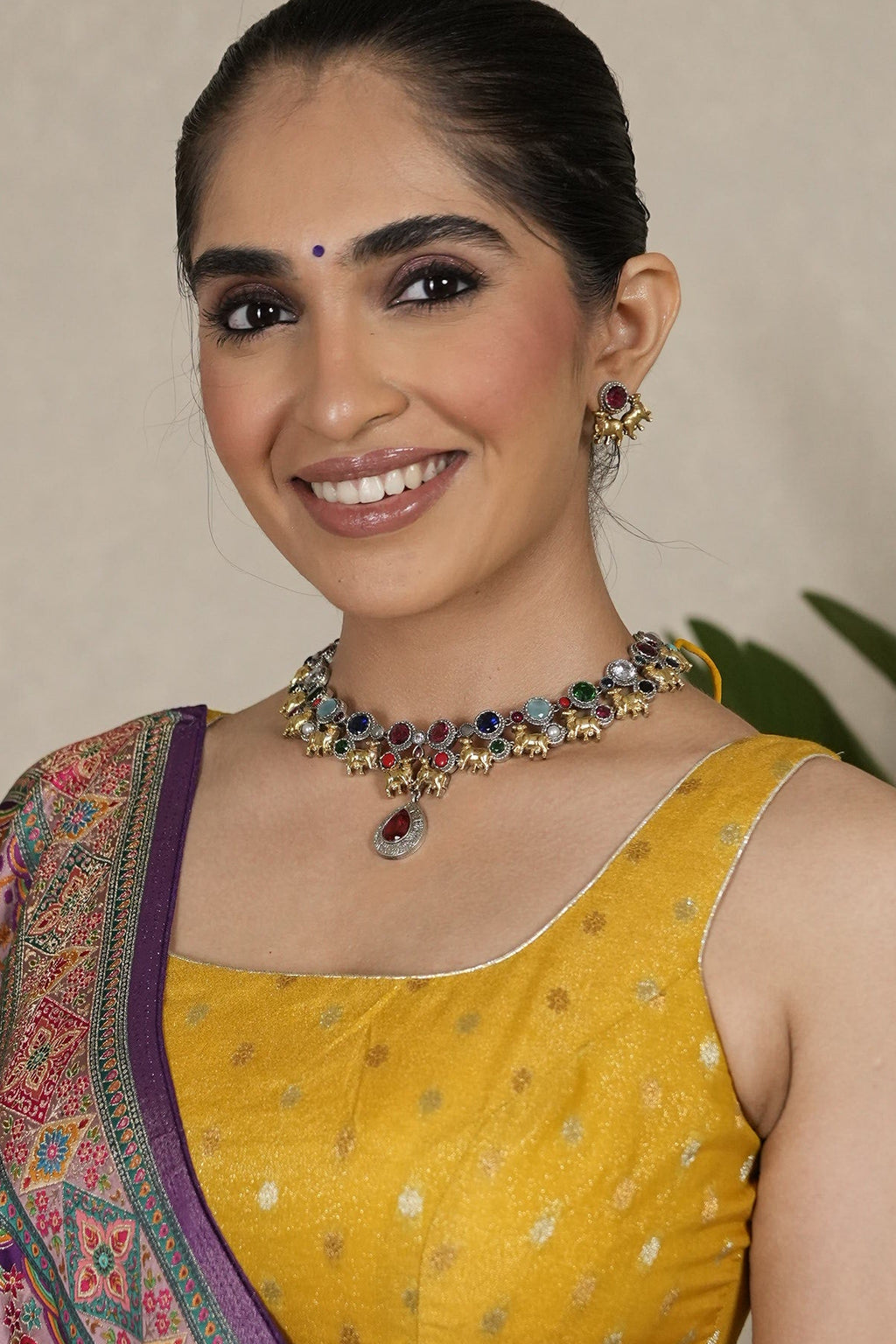 Kamdhenu Navrangi Oxidised Choker Set