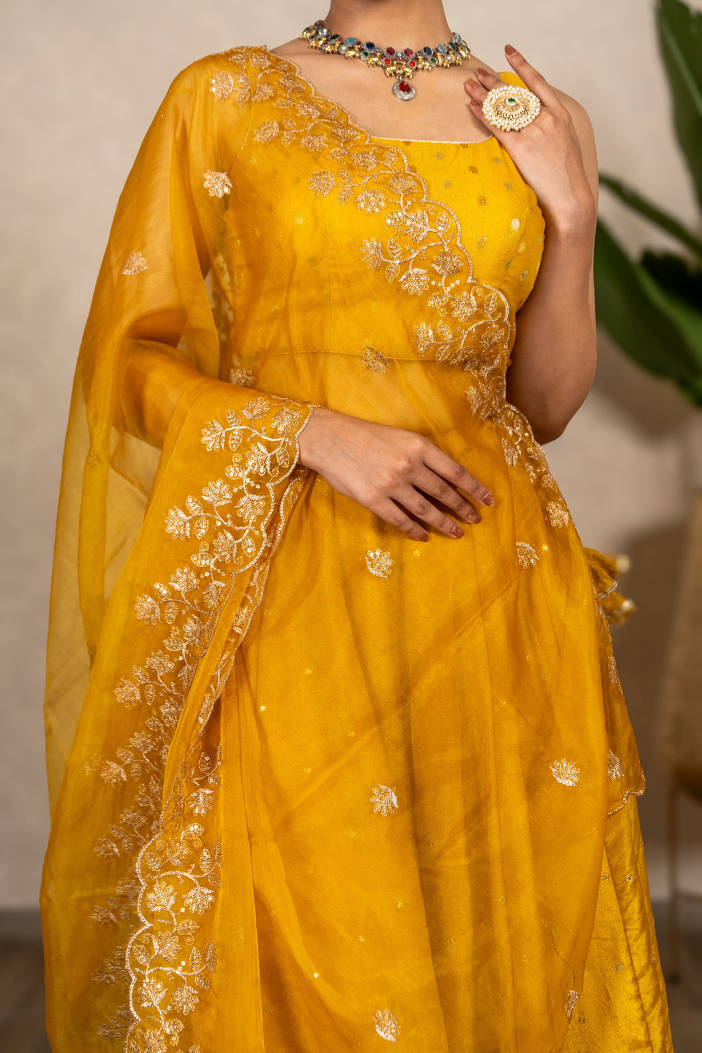 The Sunehri Tissue Organza Dupatta – Yellow
