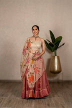 Kanchan Metallic Tissue Chaniya Set - Peach-Pink