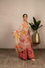 Kanchan Metallic Tissue Chaniya Set - Peach-Pink