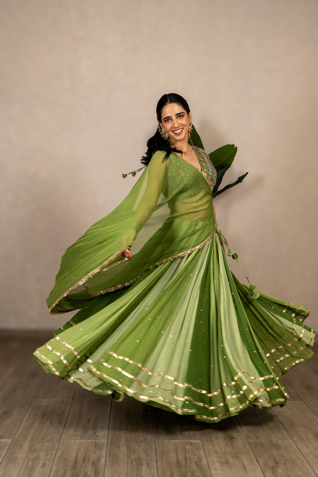 Niharika (Shades Of Green) Satrangi Chaniya Set