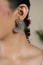 ArdhChandra Oxidised Earrings – Turquoise Blue
