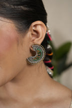 ArdhChandra Oxidised Earrings – Emerald Green