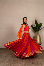 Gulnaar (Orange And Pink) Satrangi Chaniya Set