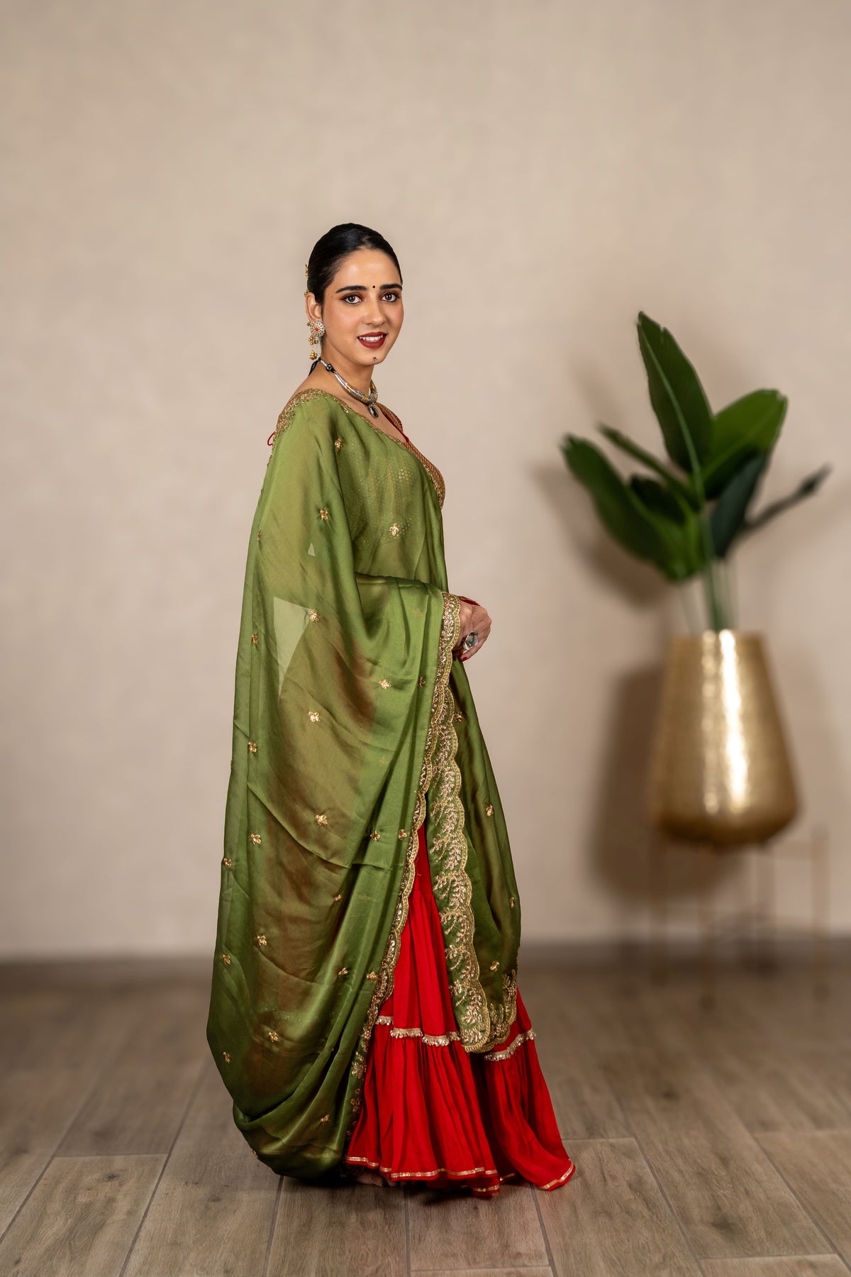 Luxe Chiffon Dupatta - Leaf Green