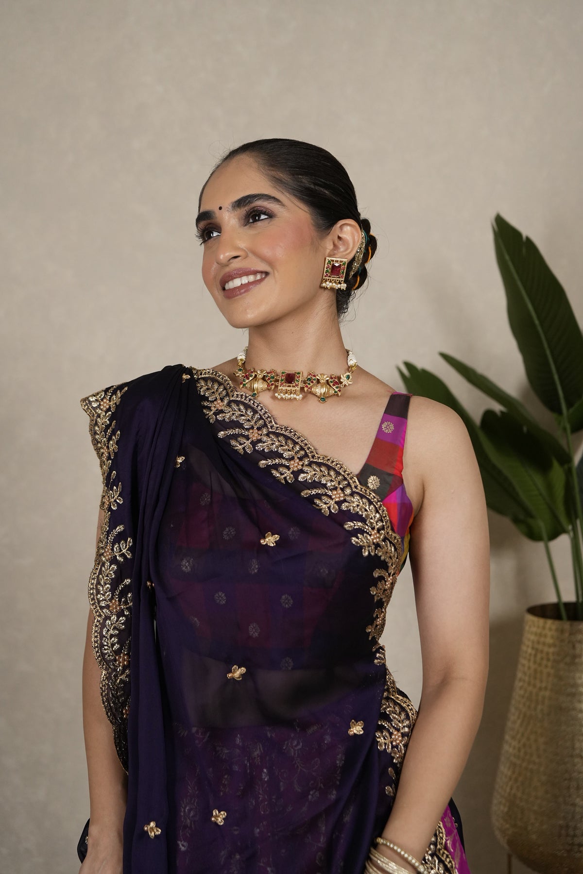 Luxe Chiffon Dupatta - Aubergine