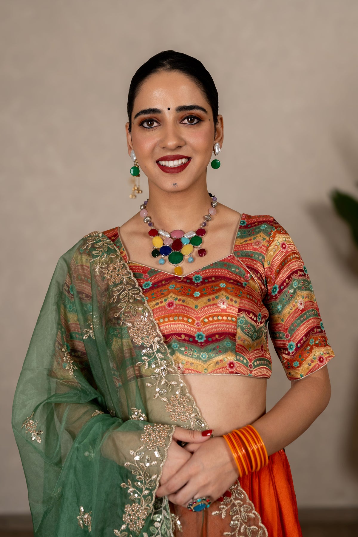 Kanika Organza Dupatta – Sage Green