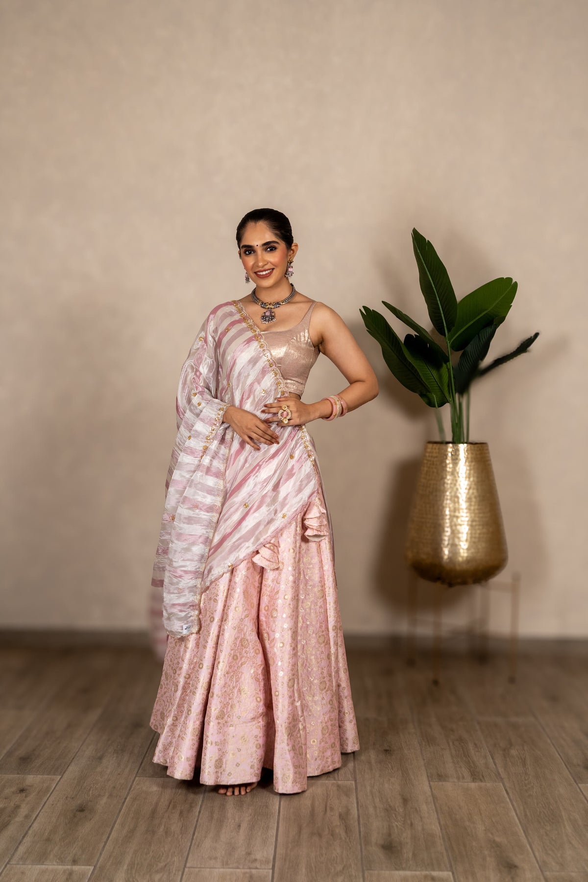 Adaa Banarasi Chaniya - Blush Pink