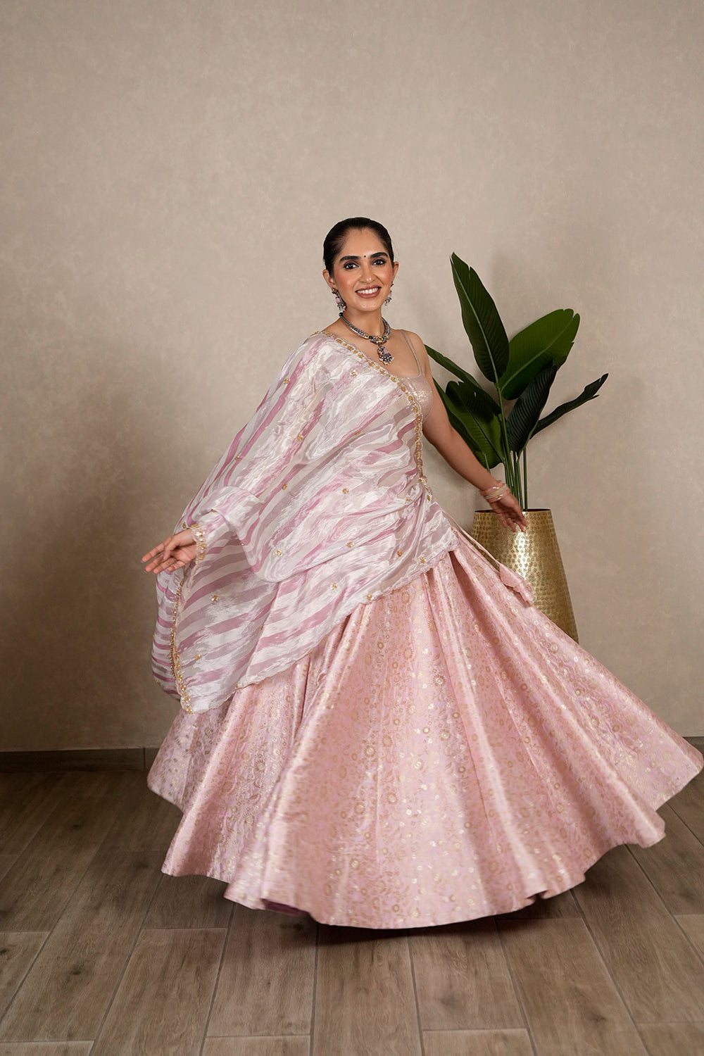 Adaa Banarasi Chaniya - Blush Pink