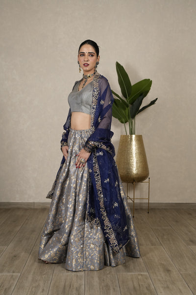 Kanika Organza Dupatta – Navy Blue