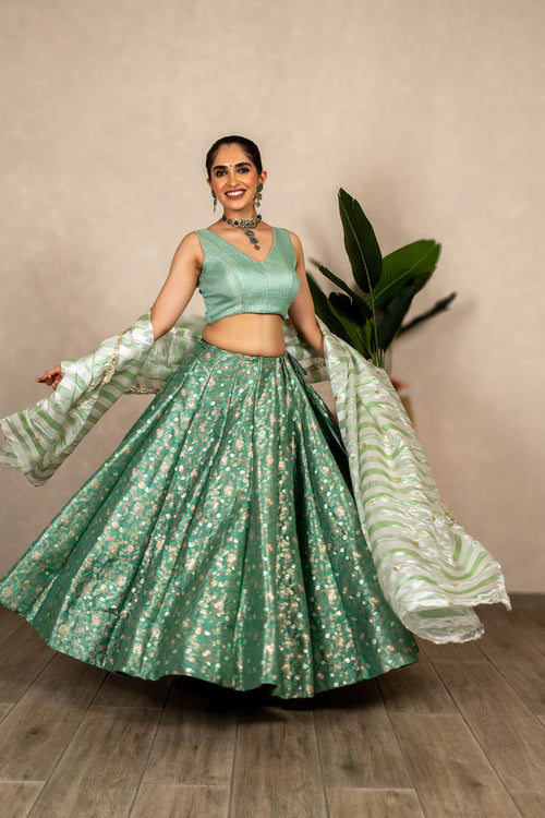 Banarasi Chaniya - Sage Green