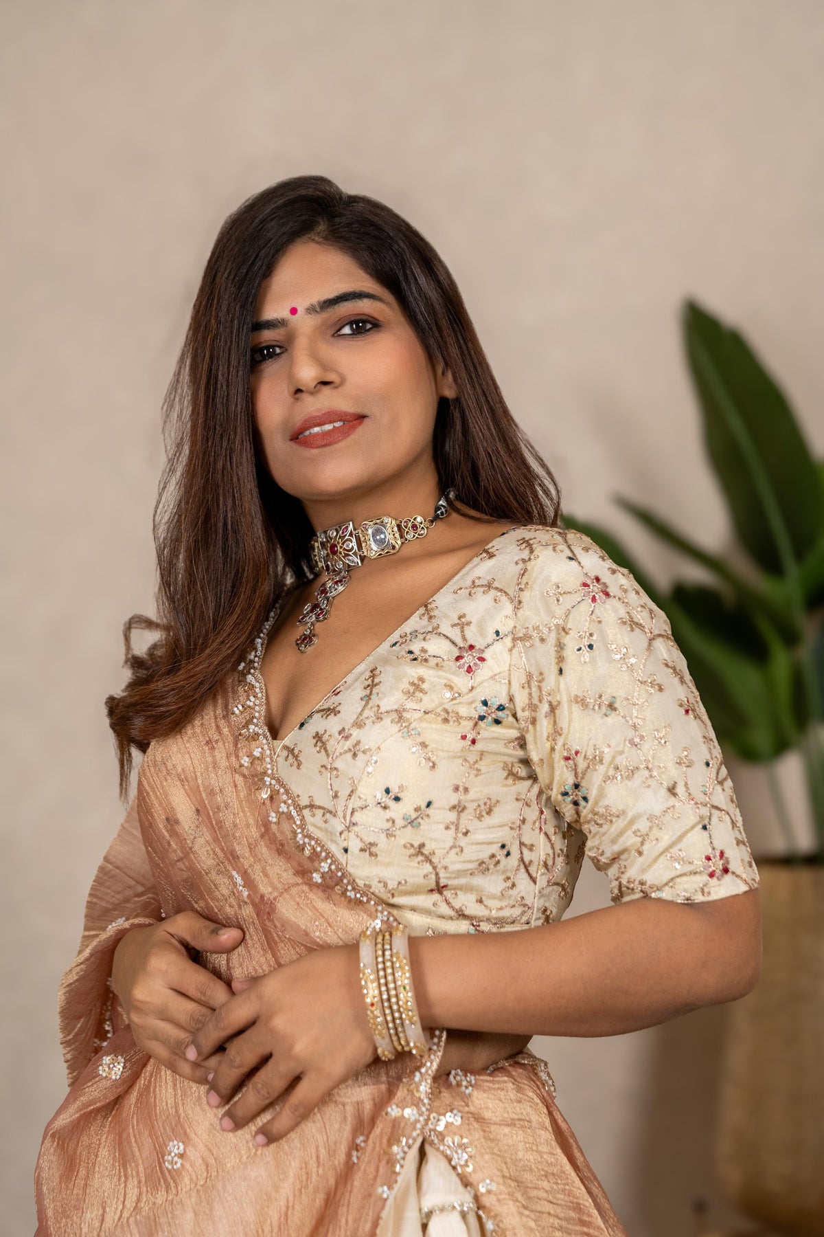 Ivory Blossom Embroidered Blouse