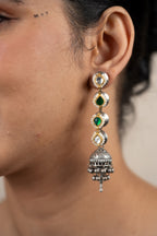 Mridula Mirror Jhumki Earrings - Green