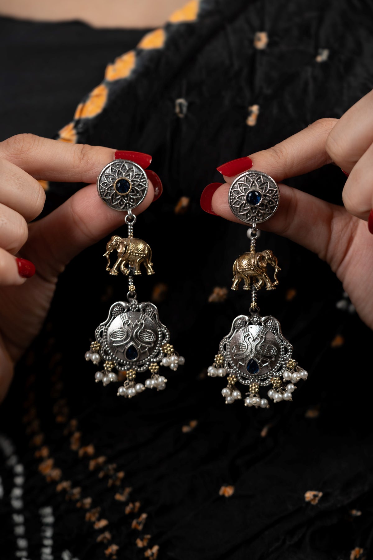 Gajhans Earrings - Sapphire