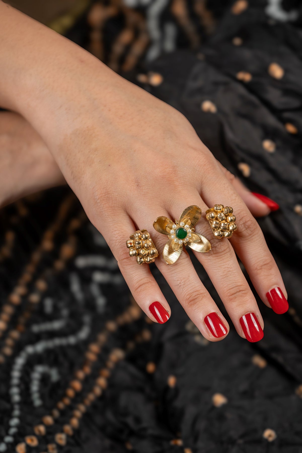 Pushpika Adjustable Ring - Green