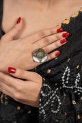 The Celestial Halo Statement Ring – Turquoise Edition