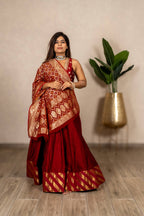 Bhramaputra Rekhawali Chaniya Set - Maroon