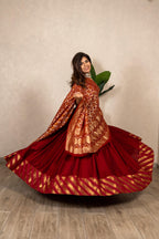 Bhramaputra Rekhawali Chaniya Set - Maroon