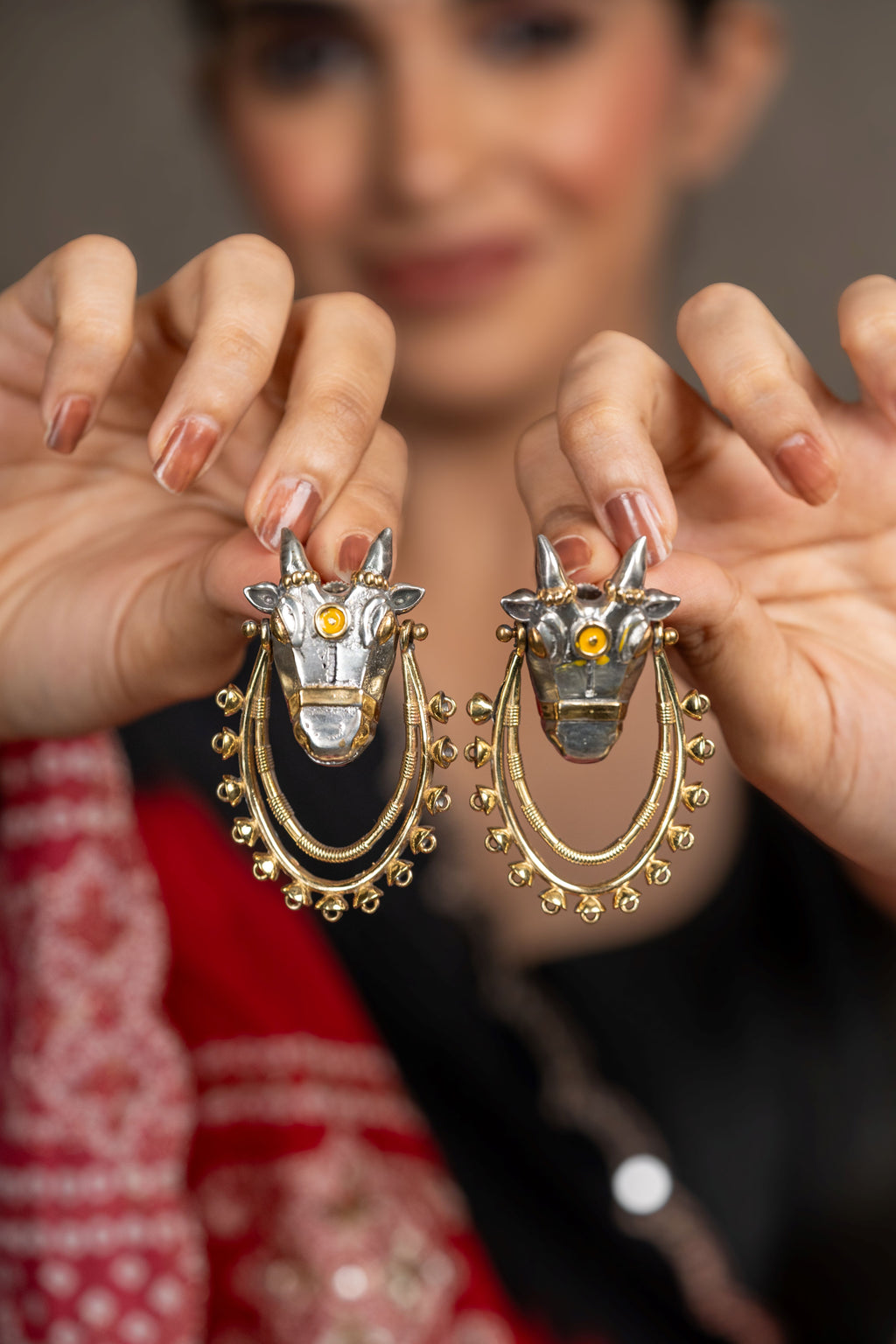 Nanditva Dual Tone Oxidised Earrings